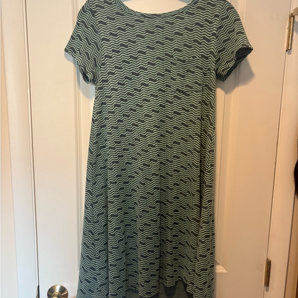 LuLaRoe Teal Wave Pattern Midi Dress